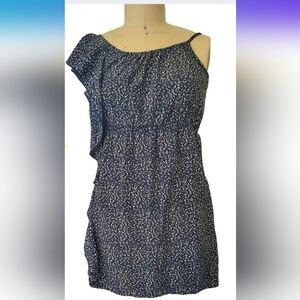 NWT YA Los Angeles Women's Blue Dress One Shoulder Ruffles Lightweight Sz M